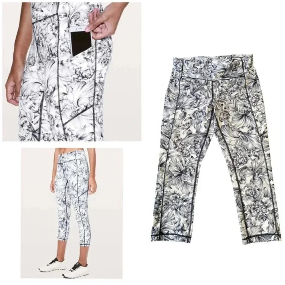 LULULEMON | Speed Up Crop *21" Light Garden White Black Sz 8